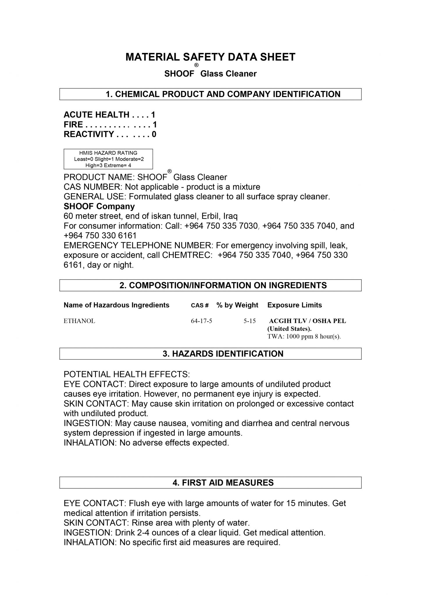 Shoof Glass Cleaner • Yellow IFCGT